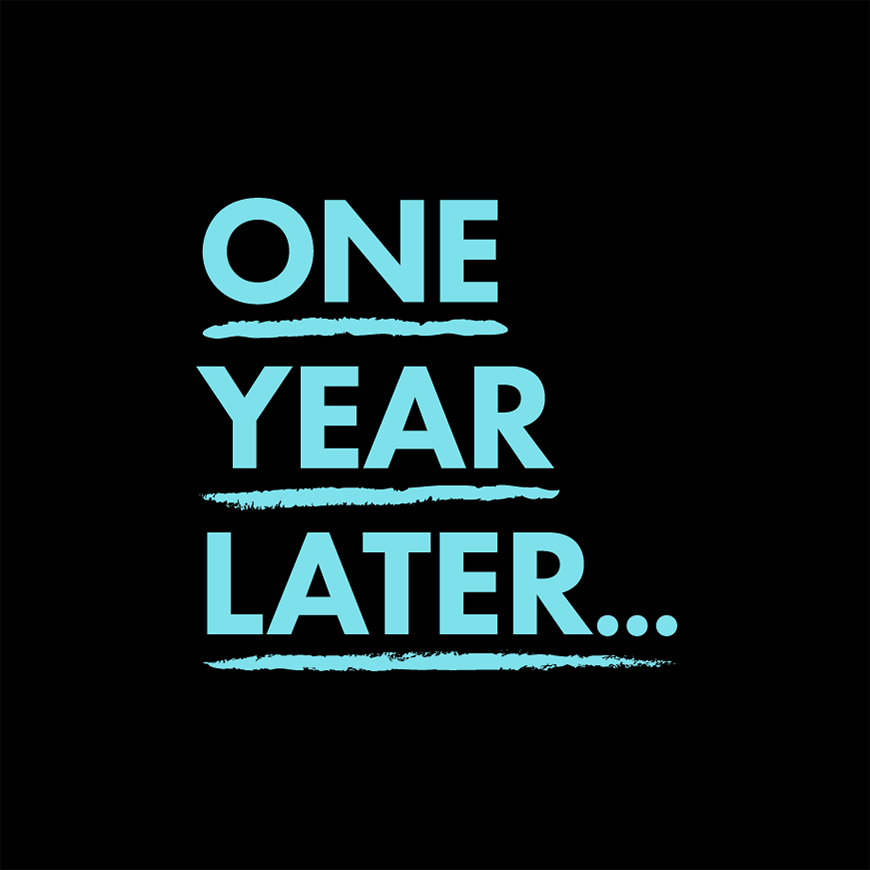A tile with copy that says 'One Year Later' | ASOS Style Feed
