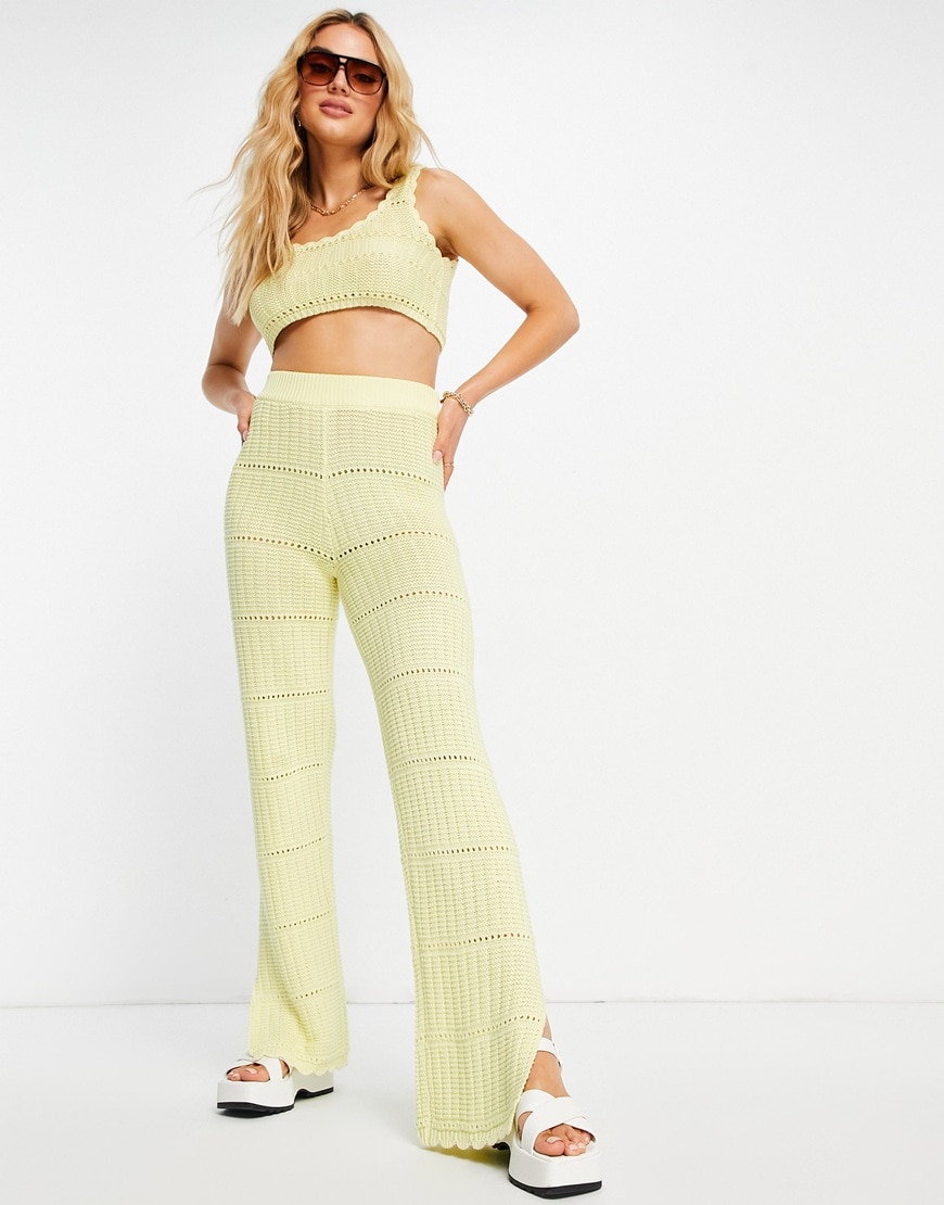 ASOS DESIGN crochet wide co-ord in yellow | ASOS Style Feed