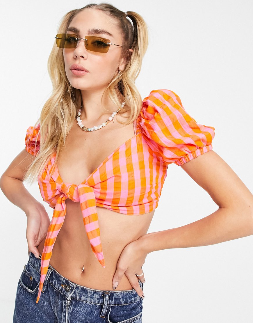 COLLUSION gingham crop top