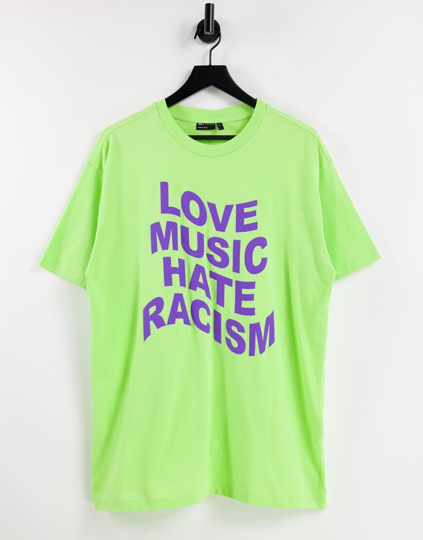 Love Music Hate Racism X ASOS Unisex T-shirt in Green | ASOS Style Feed