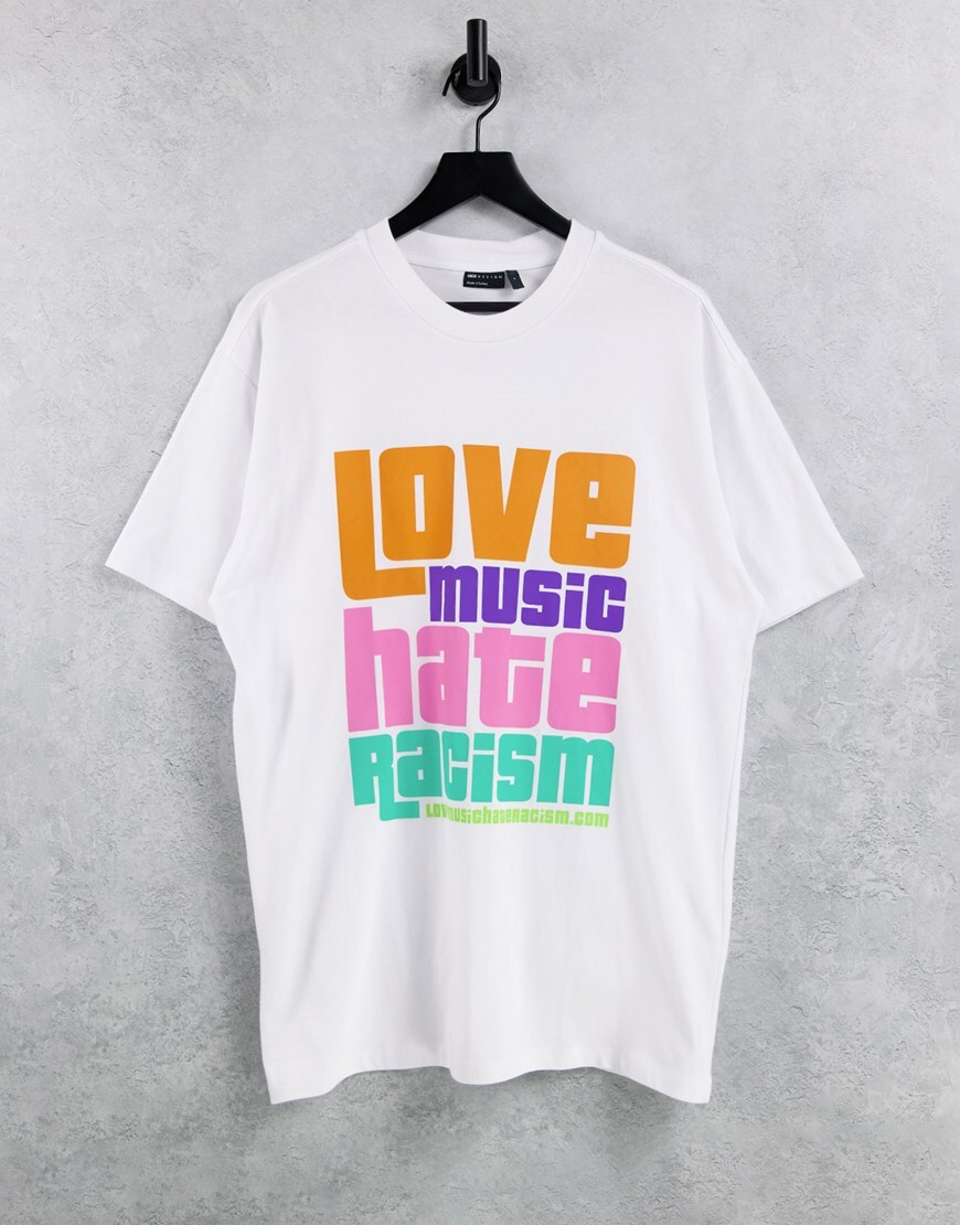 Love Music Hate Racism X ASOS Unisex T-shirt in White | ASOS Style Feed