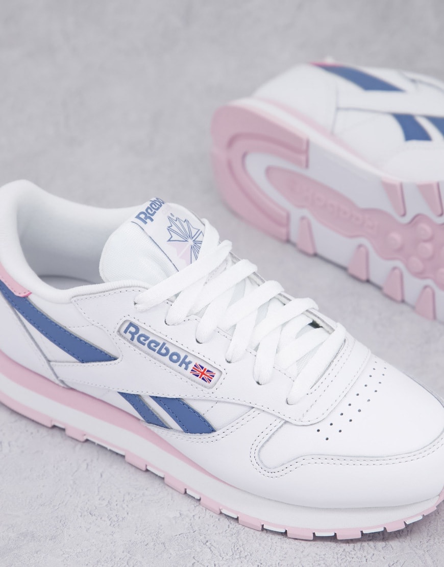 Reebok Classic Leather trainers in white and lilac | ASOS Style Feed