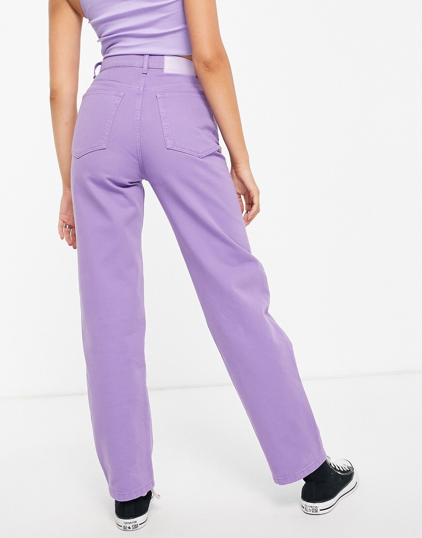An image of a woman wearing lavender dad jeans| ASOS Style Feed