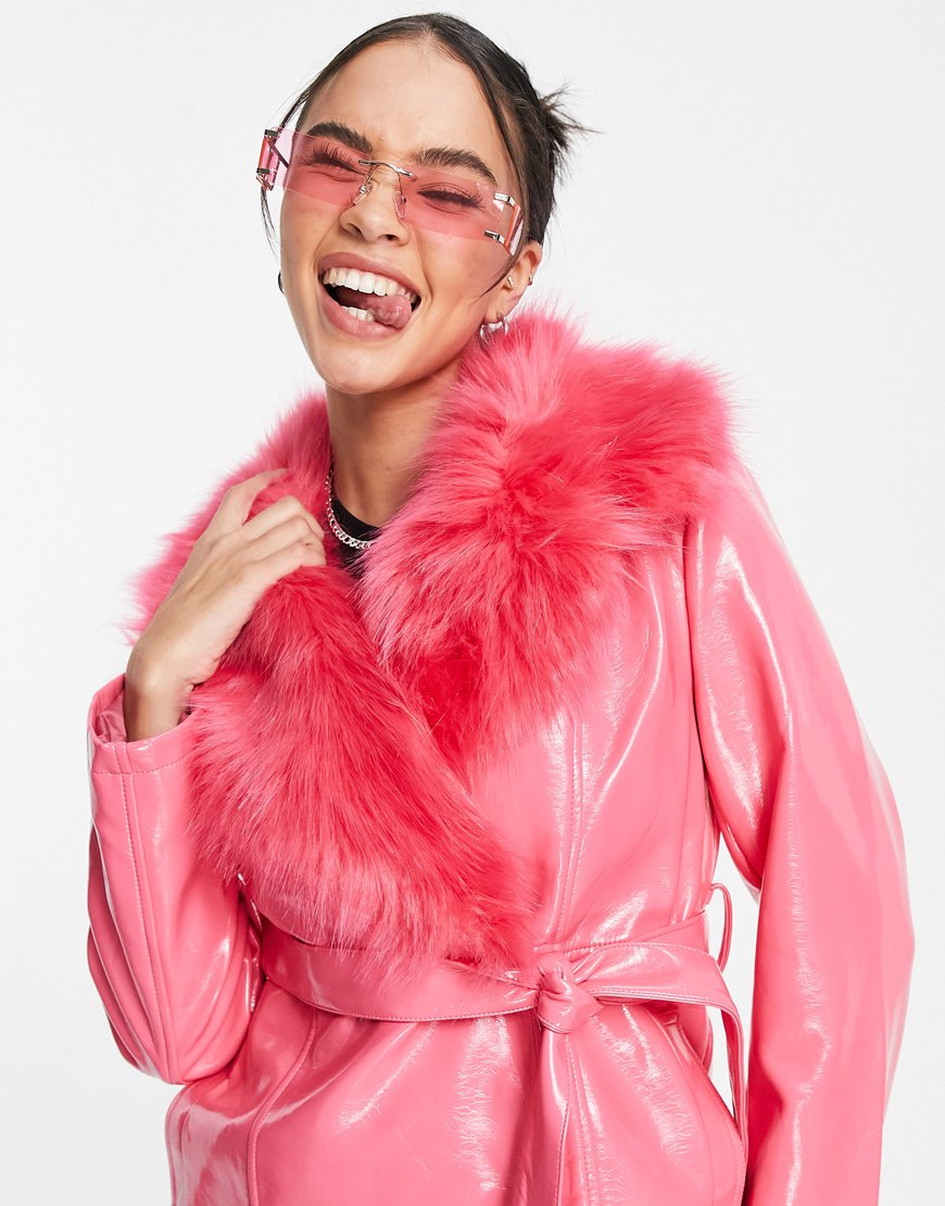 An image of a woman wearing a pink coat by Topshop | ASOS Style Feed