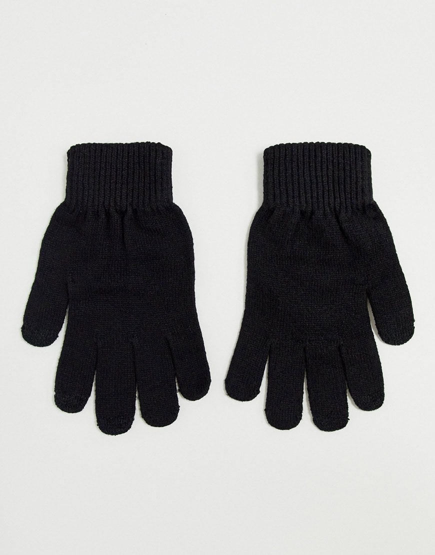 ASOS DESIGN touch screen gloves in recycled polyester in black | ASOS Style Feed