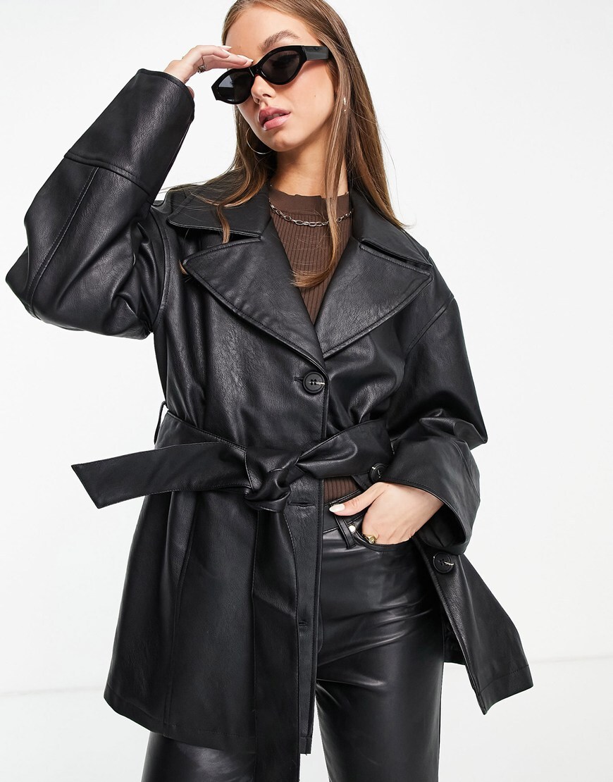 Faux-leather mum jacket