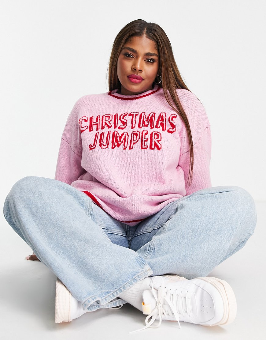 ASOS DESIGN Curve the Christmas jumper in pink | ASOS Style Feed