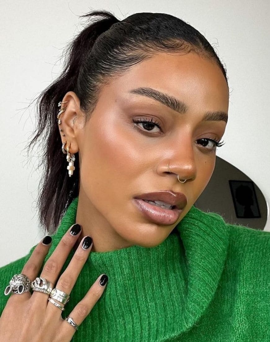 @tashaggreen wears her hair slicked back into a ponytail but the pony itself is curled and has lots of volume. | ASOS Style Feed