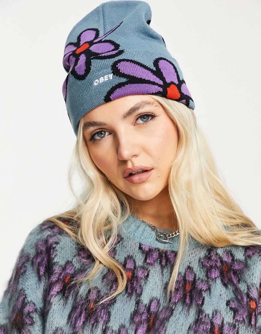 Obey beanie in retro floral | ASOS Style Feed