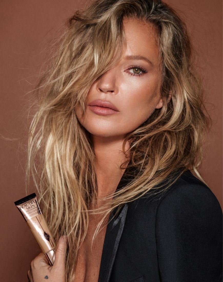 Kate Moss with the Beautiful Skin Foundation | ASOS Style Feed