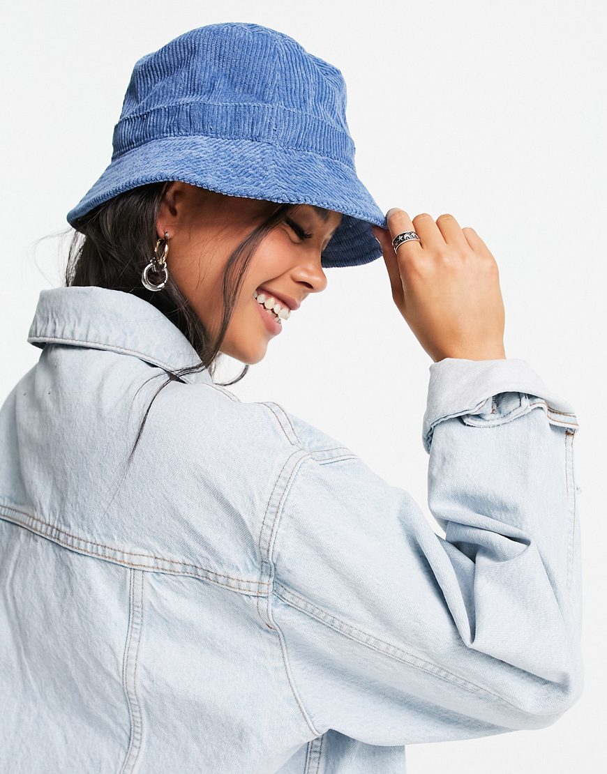 ASOS DESIGN chunky cord bucket hat in blue | ASOS Style Feed