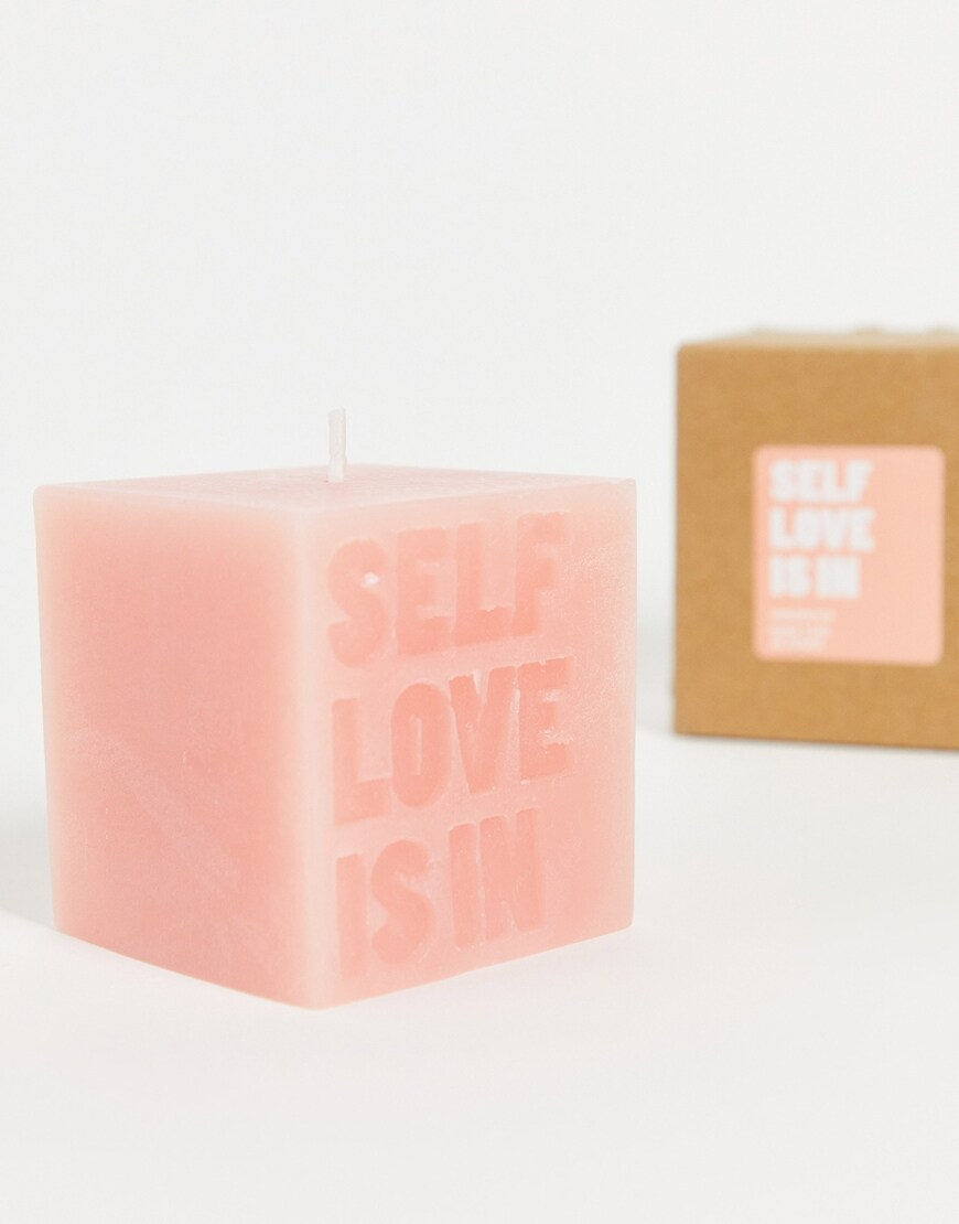 Typo mini 'self love' candle in pink | ASOS Style Feed