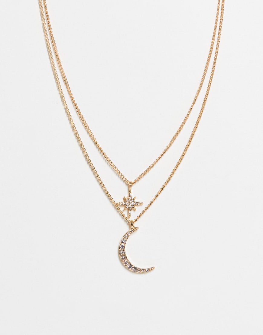A moon and star necklace.