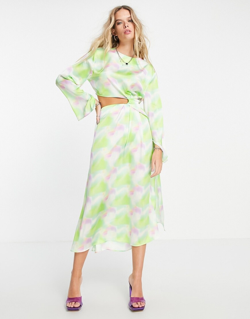 Topshop pastel watercolour cut out midi occasion dress in multi | ASOS Style Feed