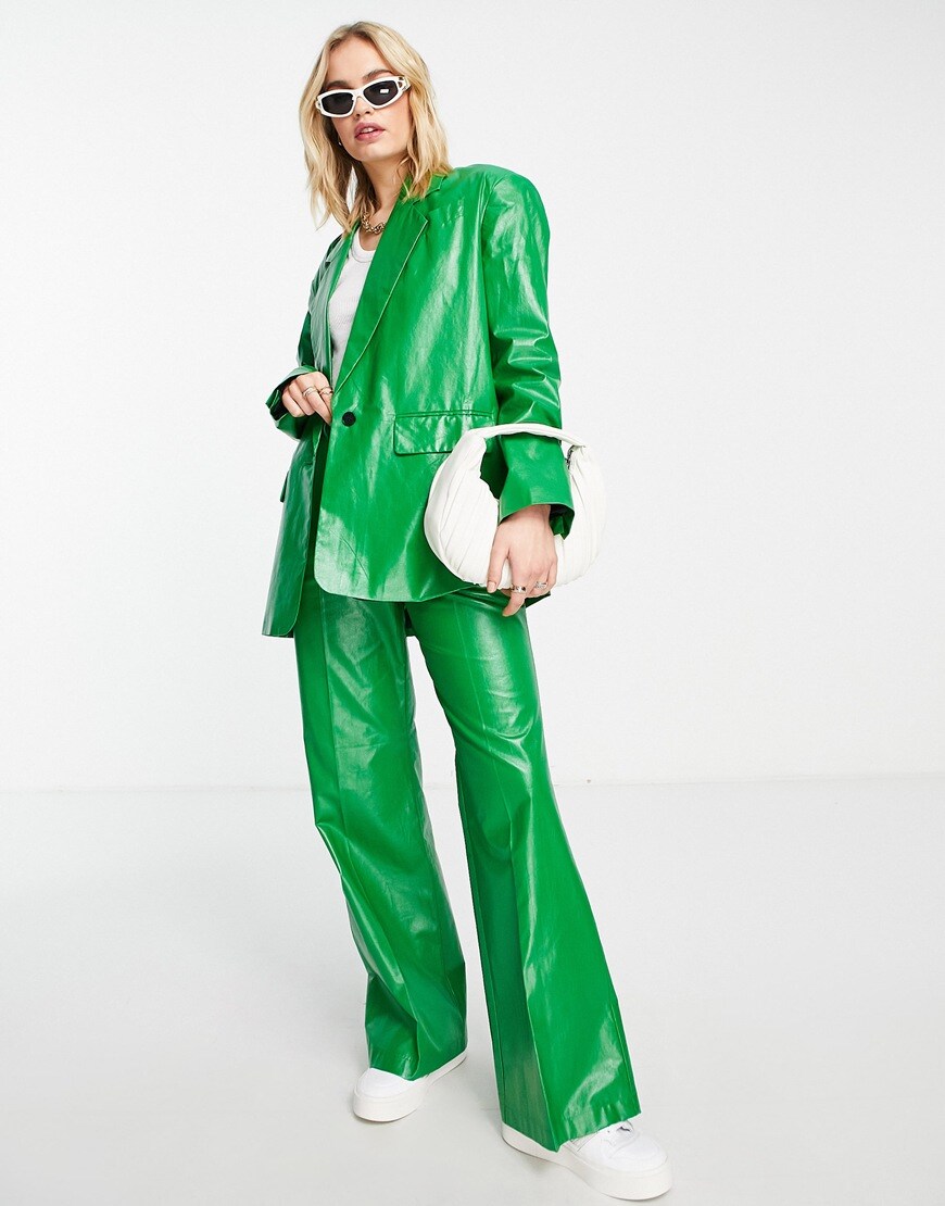 Woman wearing a green co-ord.