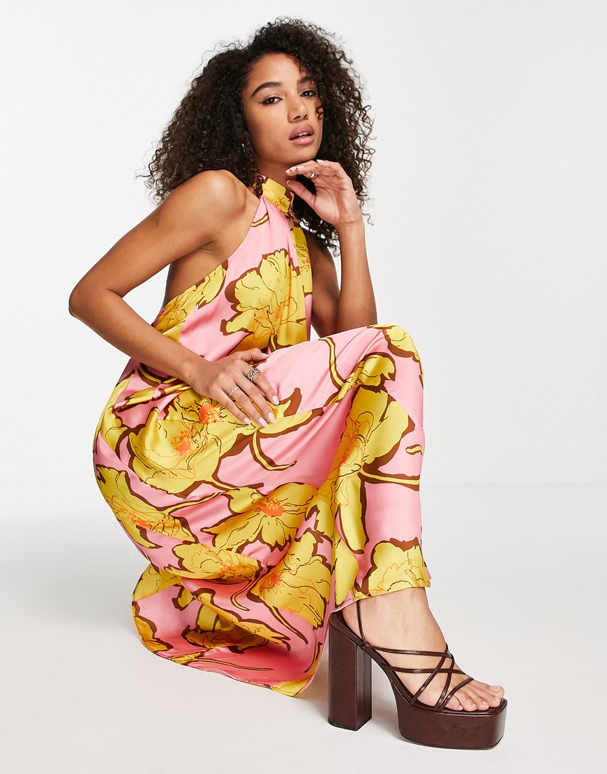 pink and yellow floral dress