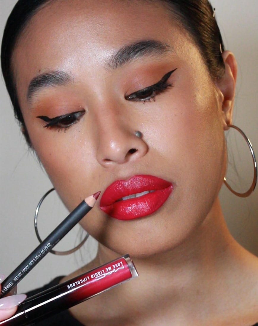 The MAC Lip Pencil in ‘Beet’ and the MAC Liquid Lipstick in ‘Hey There, Good Looking’ | ASOS Style Feed
