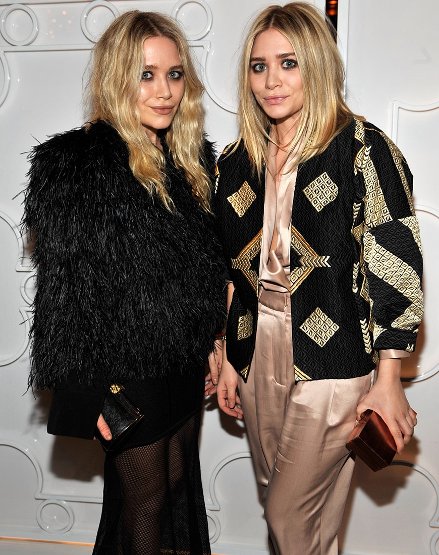 Mary-Kate and Ashley in embellished jackets.
