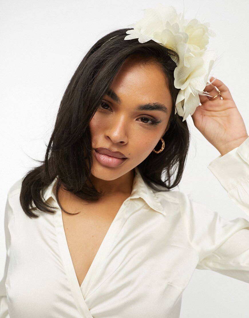 True Decadence pearl flower headband fascinator in white | ASOS Style Feed