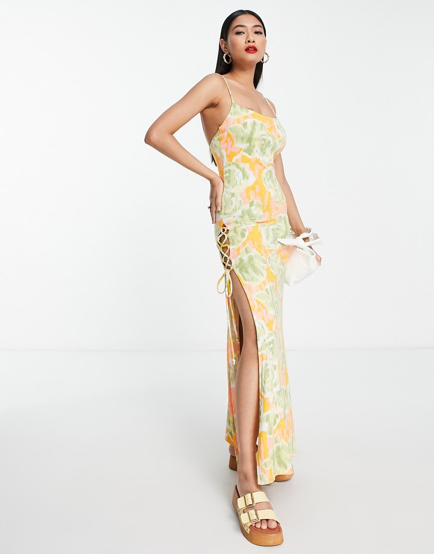 Floral-Print Maxi Dress With Lattice Side Detail | ASOS Style Feed