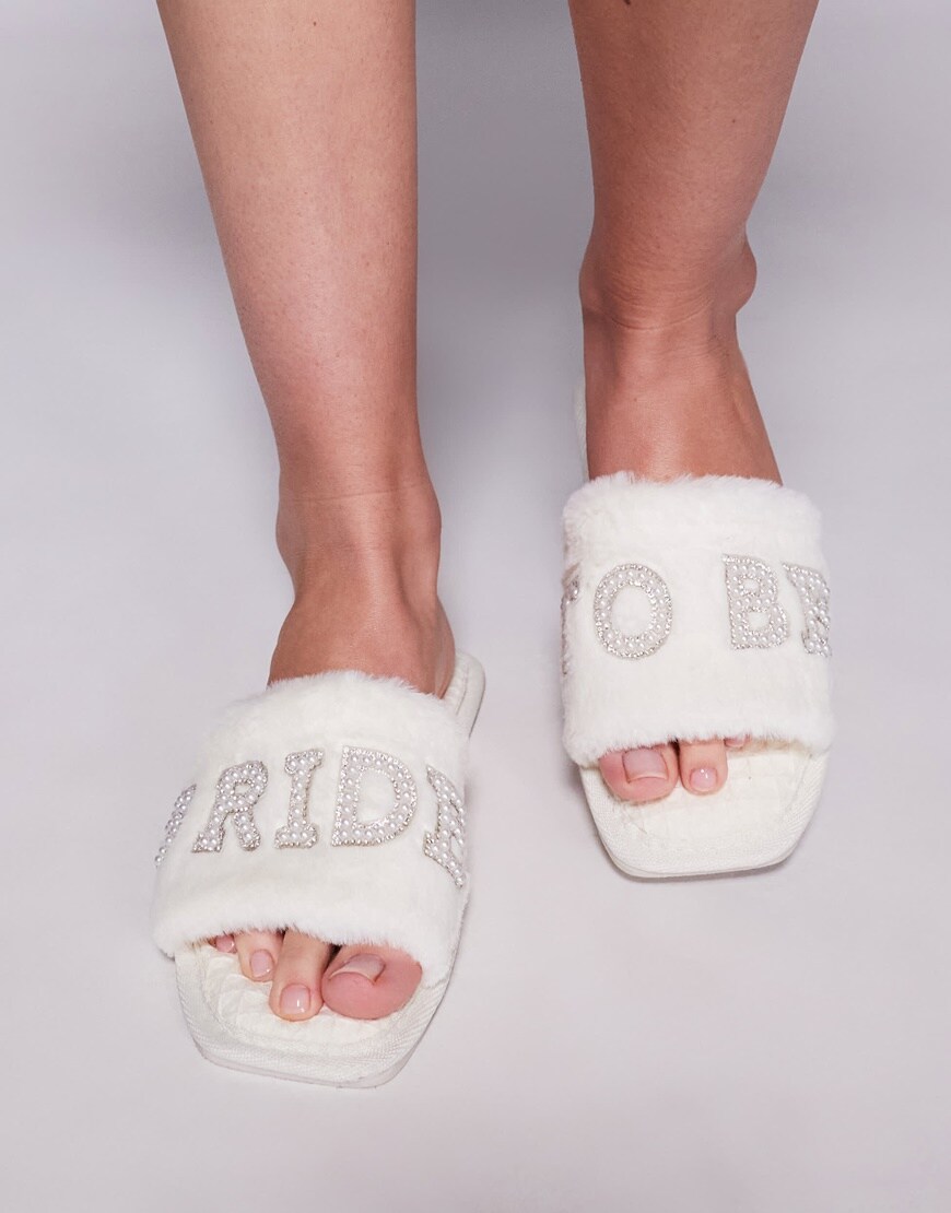ASOS DESIGN Ziva bride mule slippers in cream | ASOS Style Feed