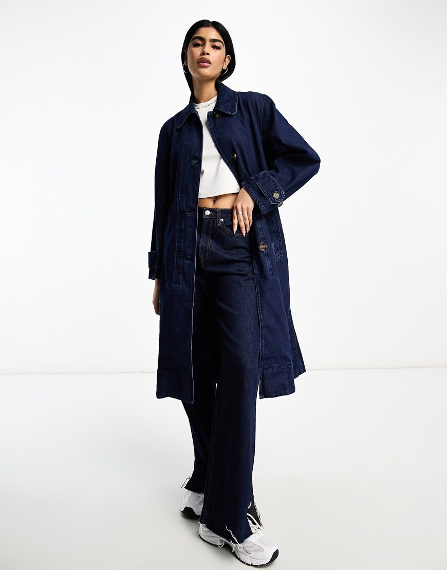 Denim trench coat