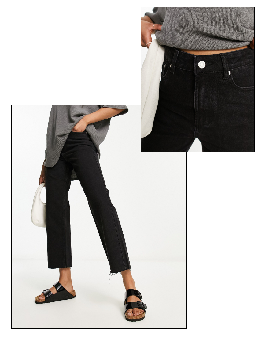 model wearing cropped denim