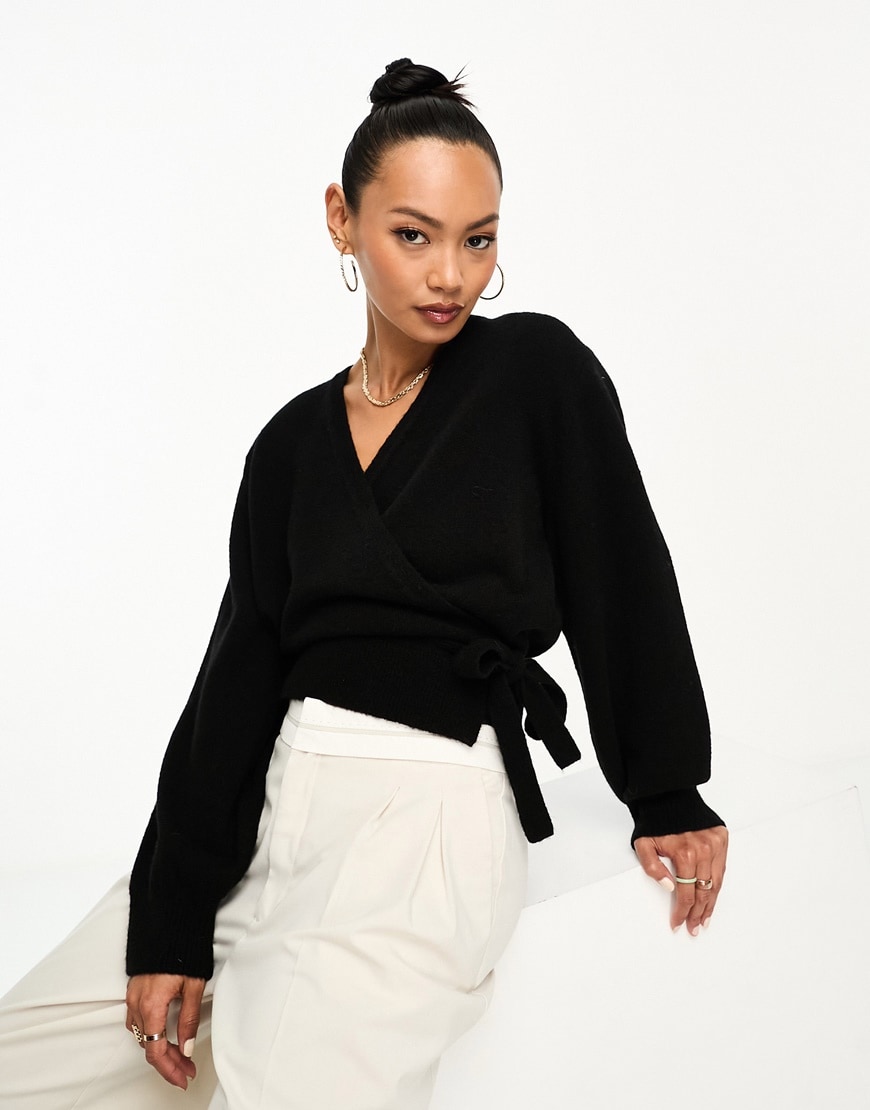 & Other Stories wrap cardigan in black