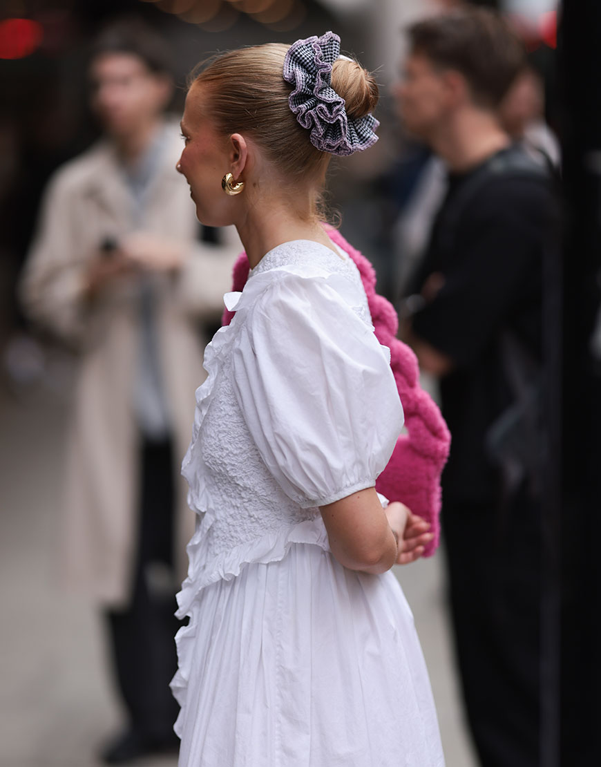 Woman wearing scrunchie in hair |ASOS Style Feed