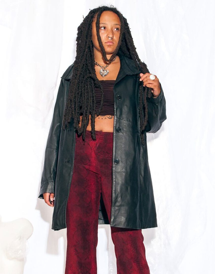 Woman wearing black leather jacket | ASOS Style Feed
