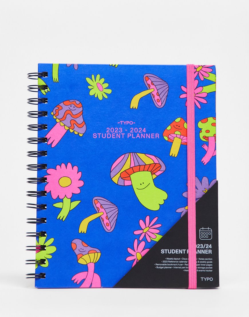 Typo A5 2023/24 student planner in blue mushroom print | ASOS Style Feed