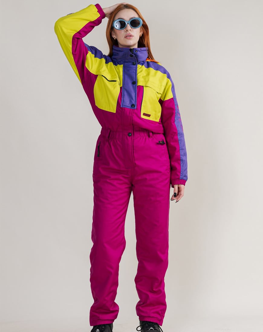 model wearing ski suit