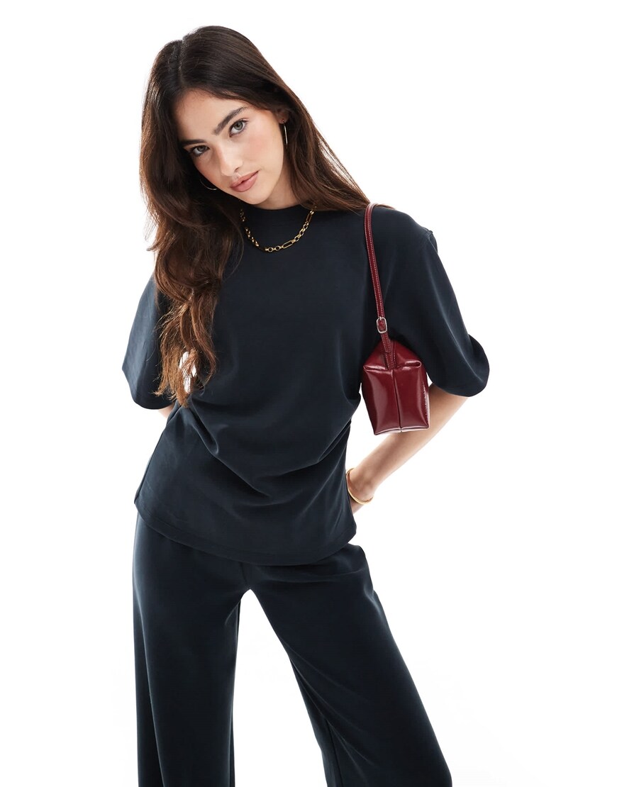 ASOS DESIGN co-ord cupro corset waist tee in black | ASOS Style Feed