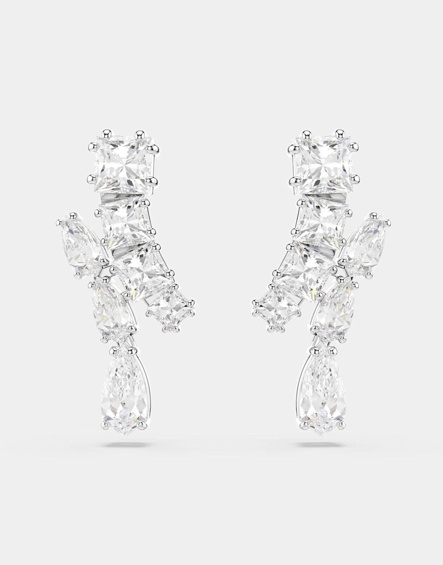 Swarovski Matrix drop earrings with mixed cuts in silver | ASOS Style Feed