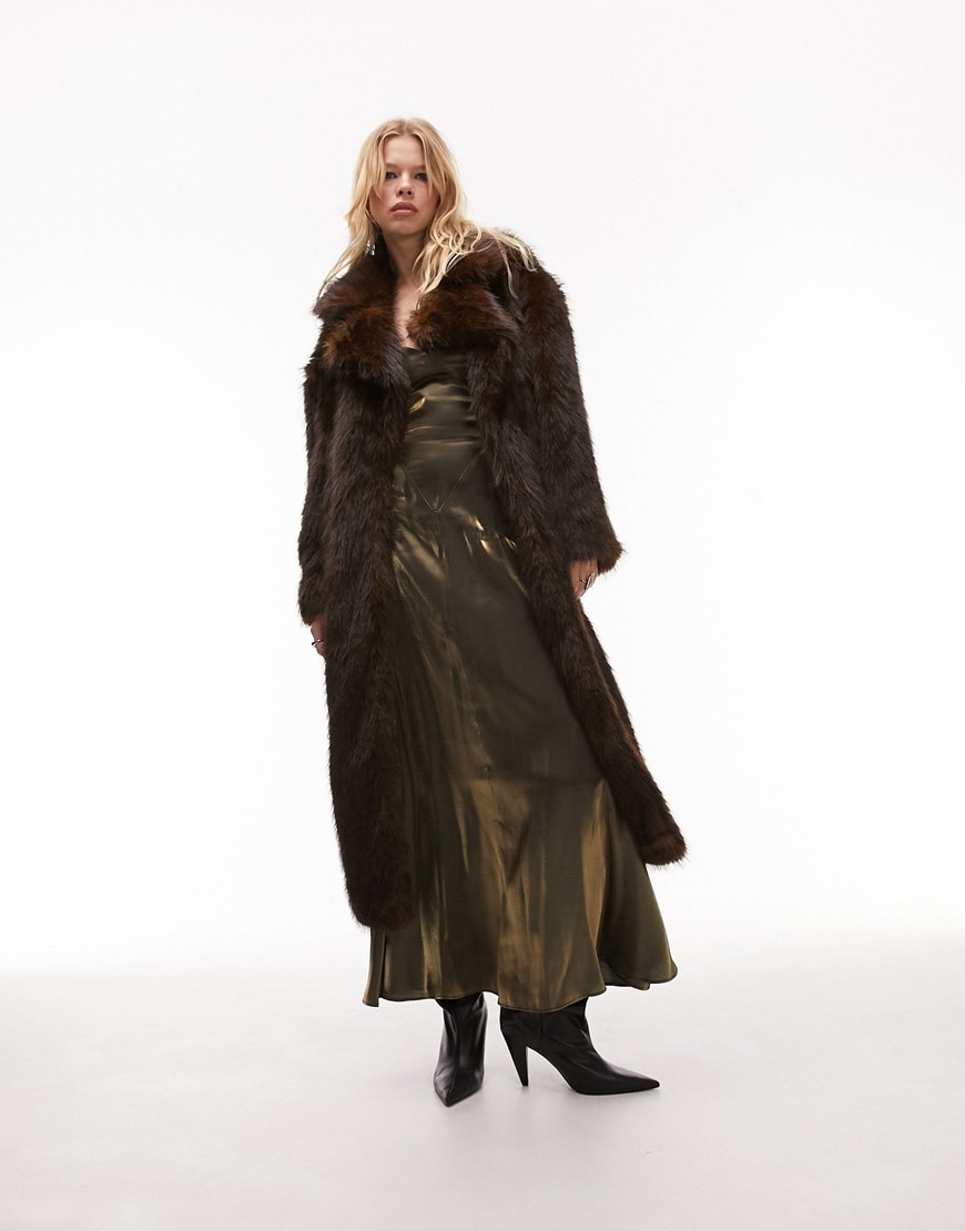 Brown faux-fur coat