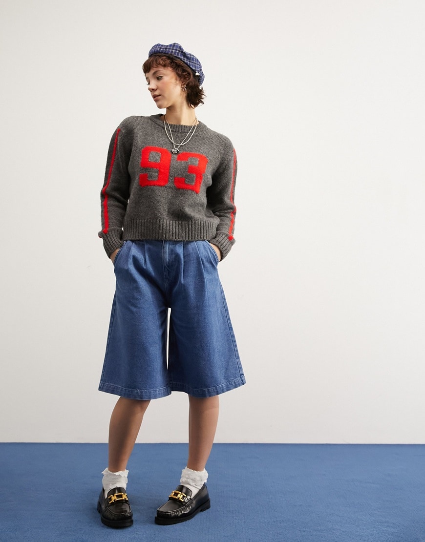model wearing jorts