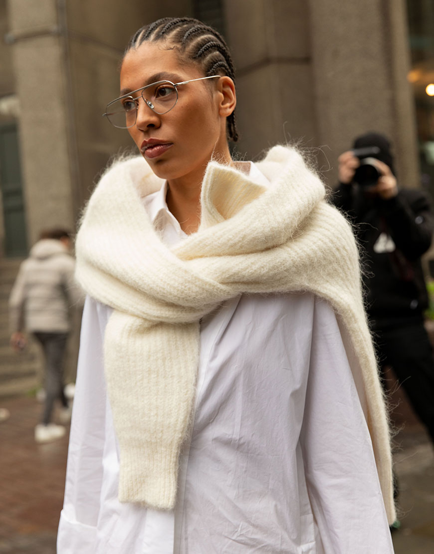A woman wearing a jumper around her neck | ASOS Style Feed