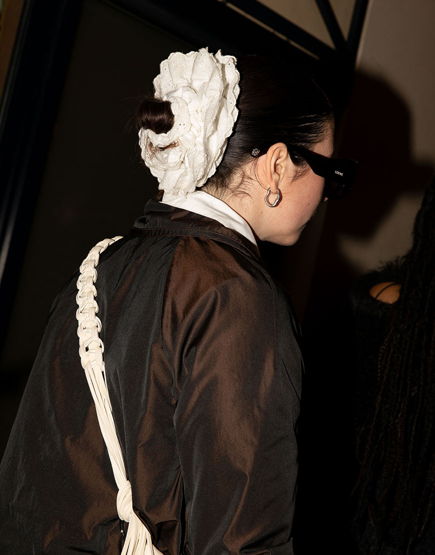 A woman wearing a cream scrunchie | ASOS Style Feed