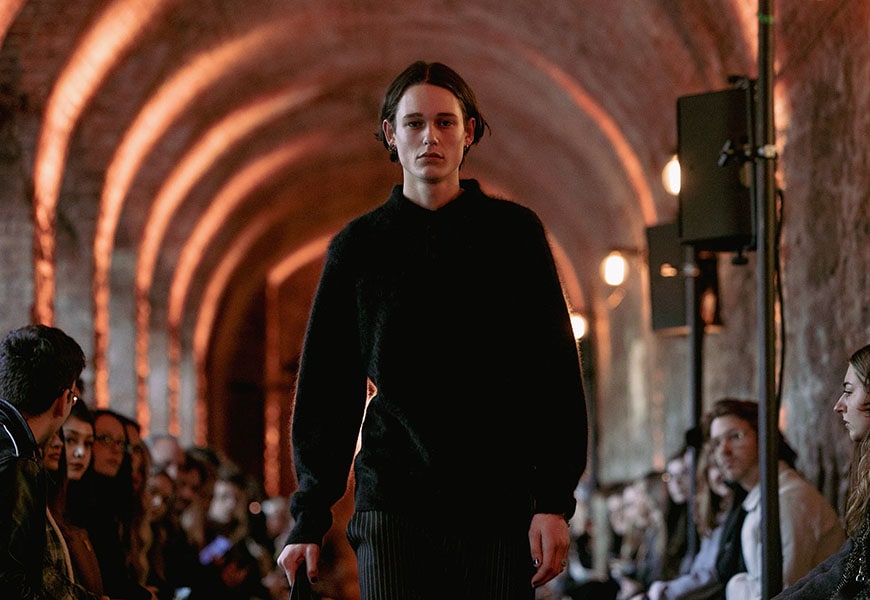 Model walking down runway in knitted jumper | ASOS Style Feed
