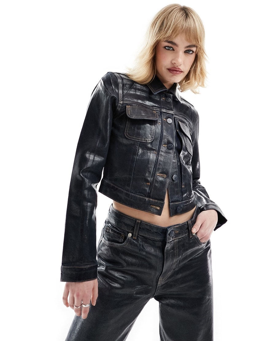 Metallic wash black jacket