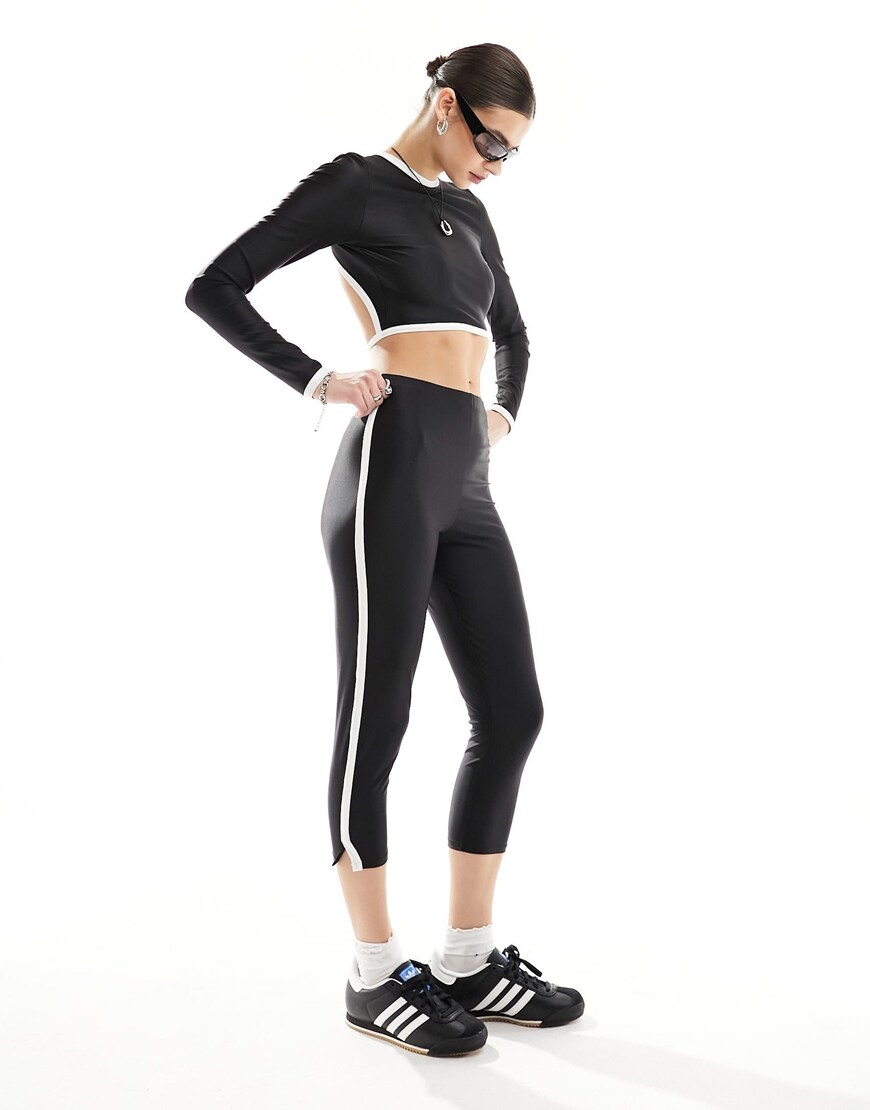 ASOS DESIGN co-ord backless top and capri pants with contrast tipping in black | ASOS Style Feed  