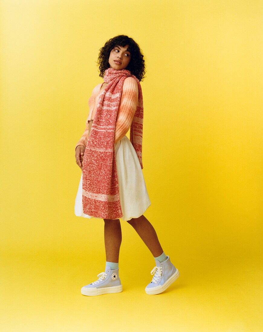 Model wearing pale blue Converse | ASOS Style Feed