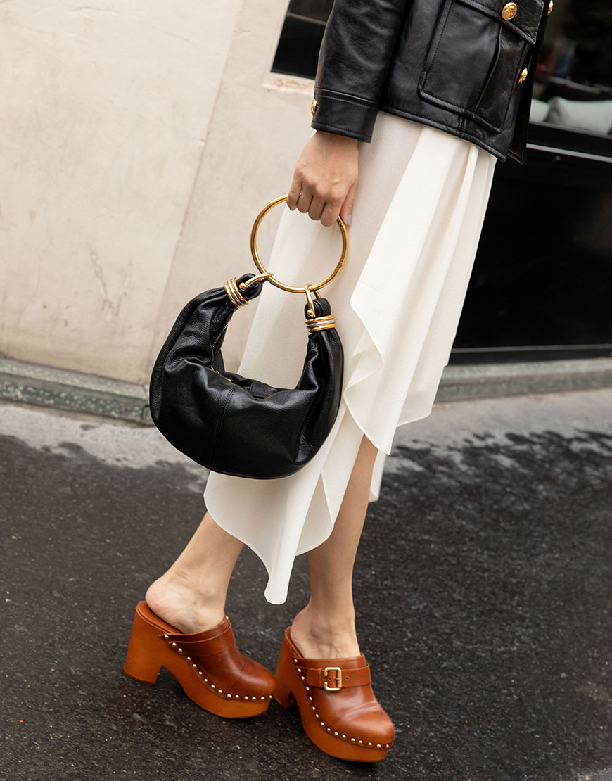 Model wearing brown clogs | ASOS Style Feed