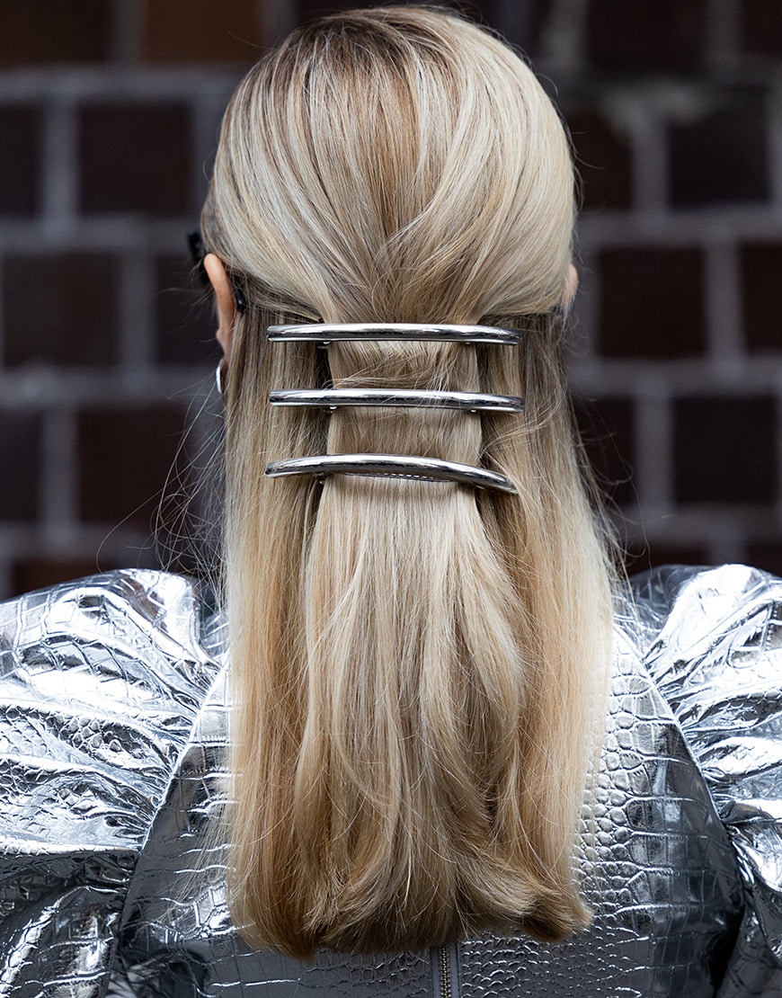 Model wearing a silver hair clip | ASOS Style Feed
