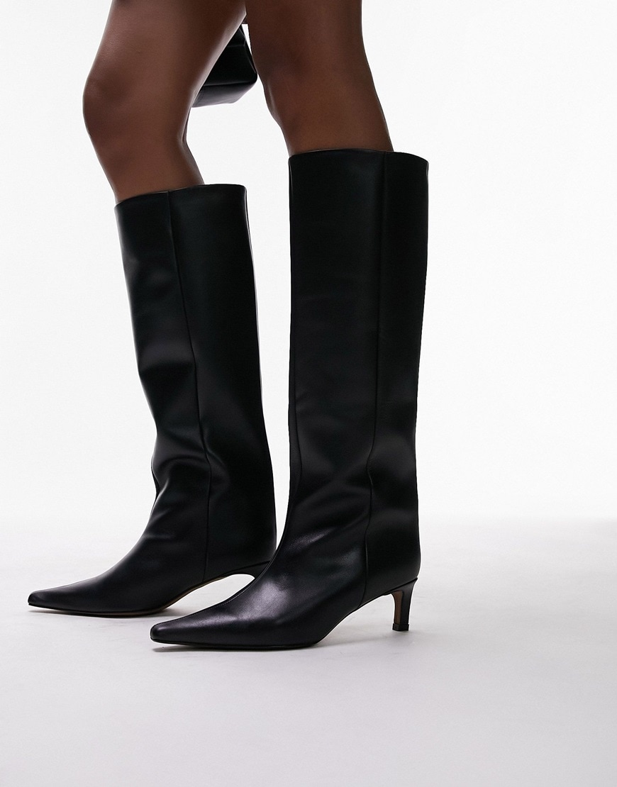 Topshop Rora pointed pull on heeled boot in black | ASOS Style Feed