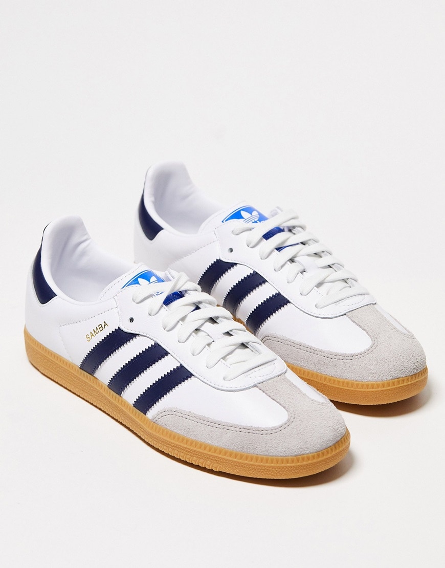 adidas Originals Samba OG trainers in white and indigo | ASOS Style Feed