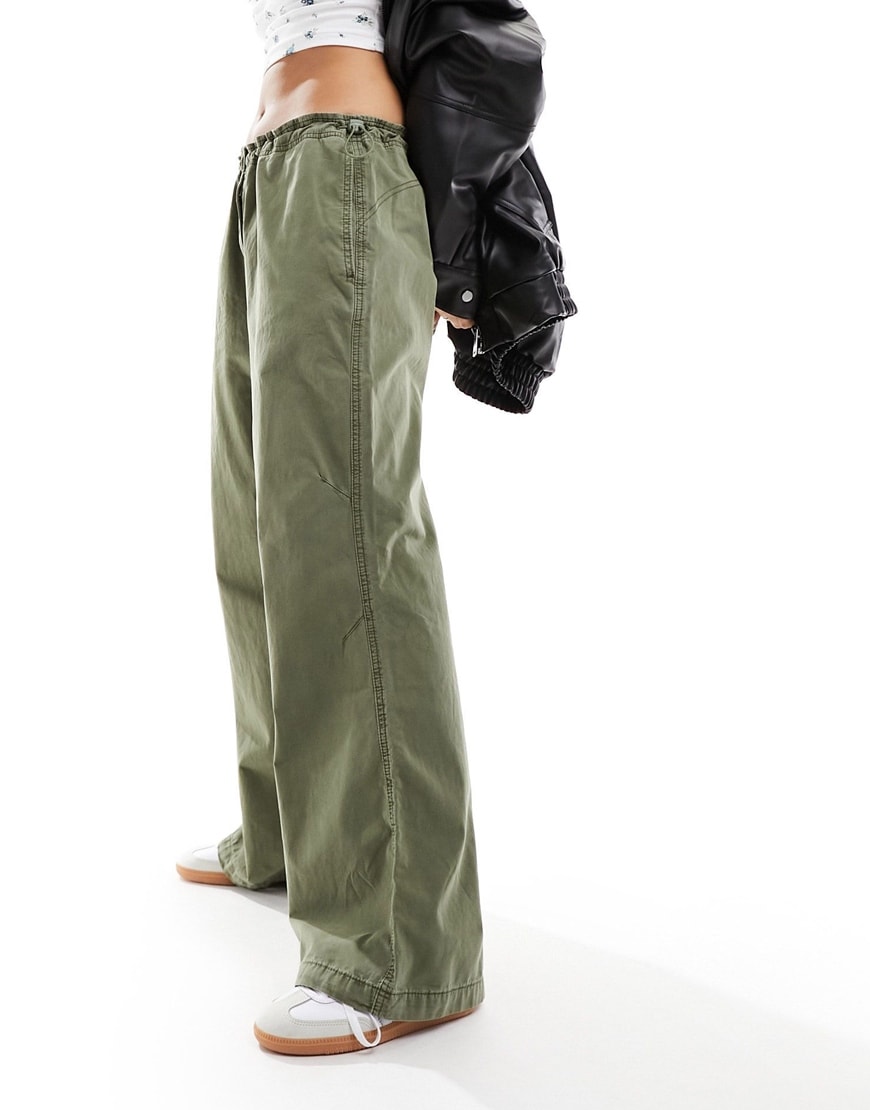 COLLUSION mid rise utility sweatpants in khaki