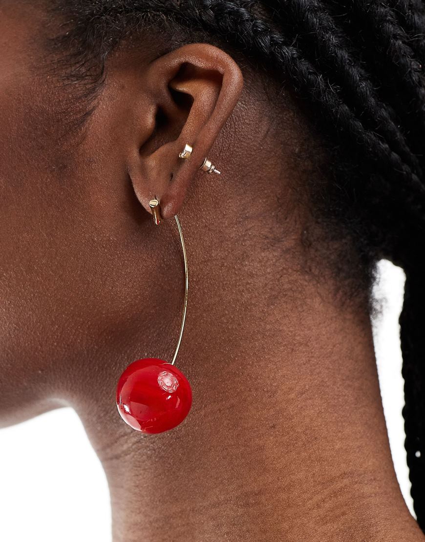Red drop cherry earrings