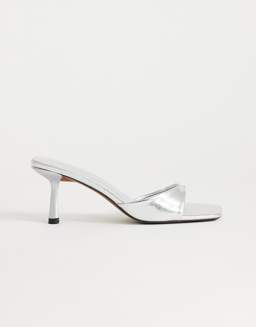 Topshop silver kitten heel mules | ASOS Style Feed
