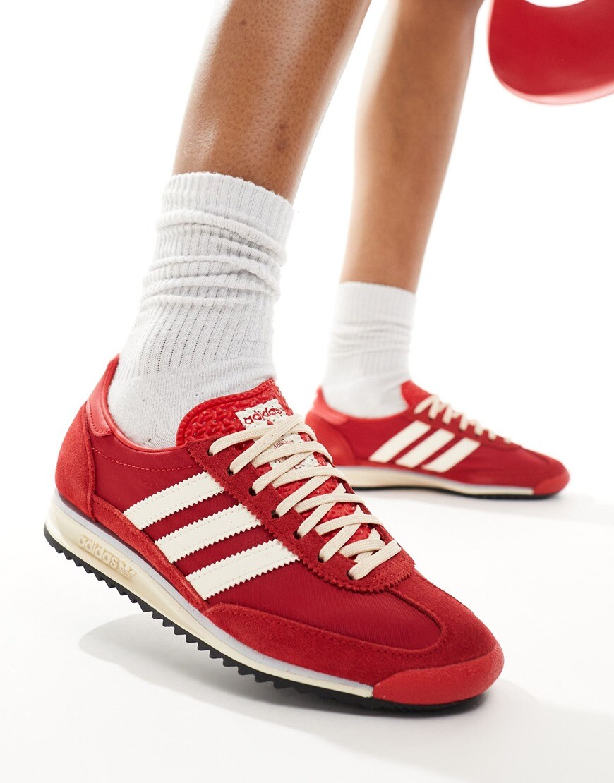 Red adidas trainers